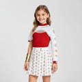 Kids' Halloween Anime Cosplay Costume with Red High-Neck Top White Skirt Gold Details Blonde - Image 1