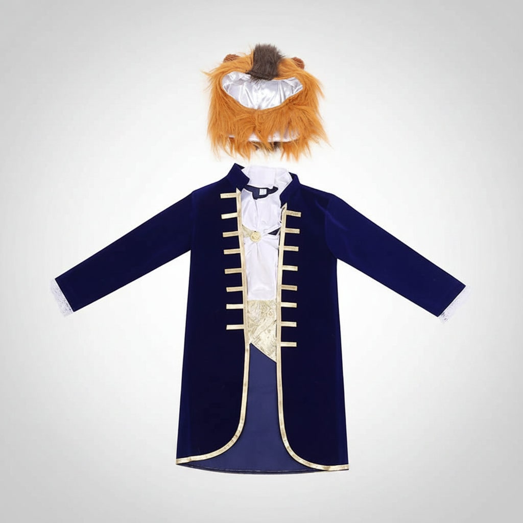 Kids' Halloween Beauty and beast mutant Costume with Velvet Coat Headpiece for Mythical - Image 2