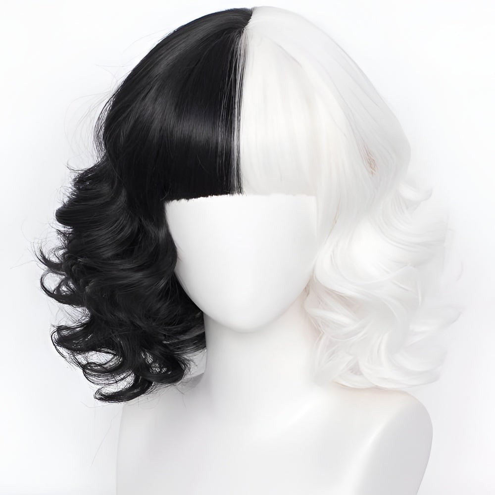 Kids' Halloween Black and White Villain Costume with Dalmatian Cape and Wig - Image 5