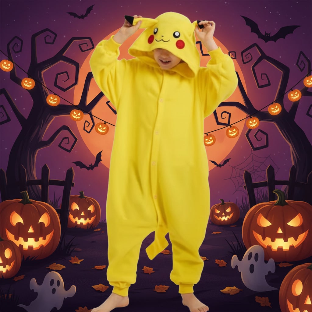 Kids' Halloween Christmas Onesie Pajamas with Fleece Hood and Character Design Grinch - Image 2