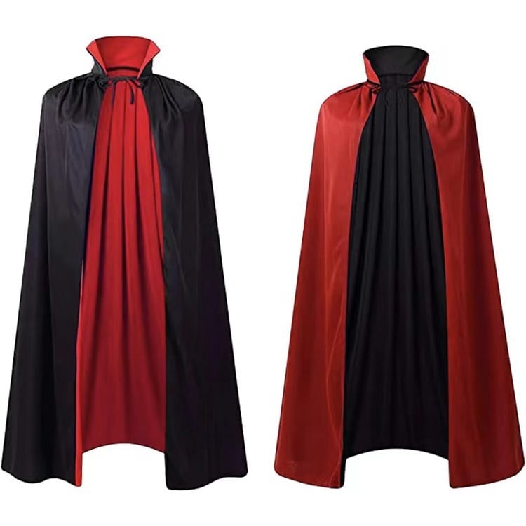Kids' Halloween Costume Cloak with Hood and Tie Closure for Wizard Vampire Party Dress-Up - Image 1