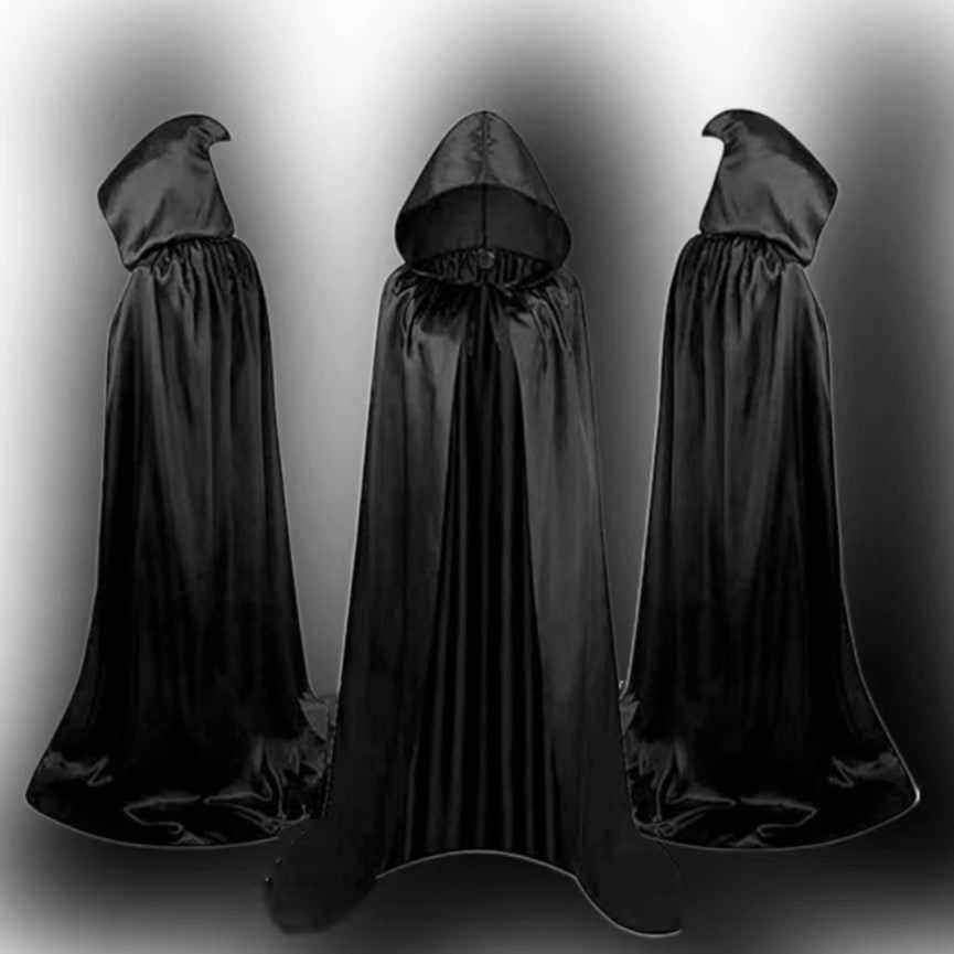 Kids' Halloween Costume Cloak with Hood and Tie Closure for Wizard Vampire Party Dress-Up - Image 4