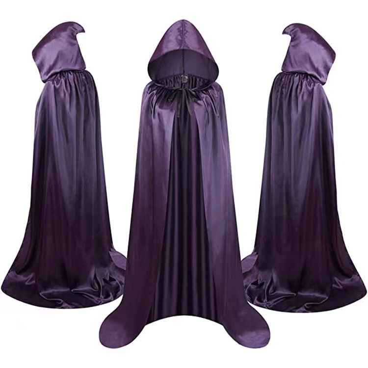 Kids' Halloween Costume Cloak with Hood and Tie Closure for Wizard Vampire Party Dress-Up - Image 5