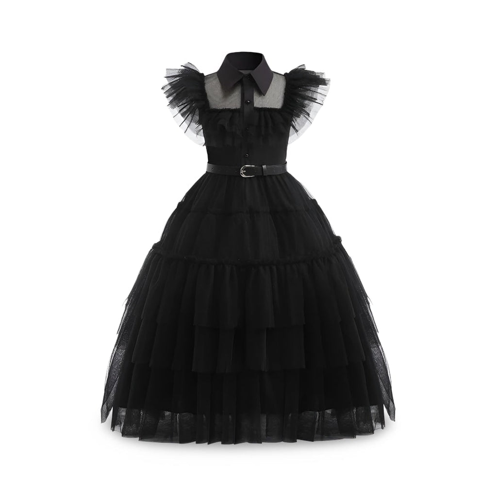 Kids' Halloween Costume Gothic Schoolgirl with Tiered Tulle Skirt Wig - Image 2
