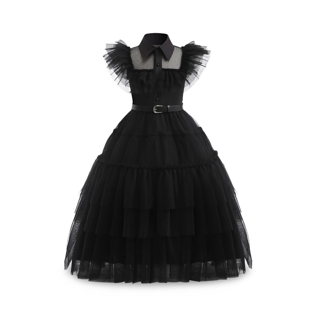 Kids' Halloween Costume Gothic Schoolgirl with Tiered Tulle Skirt Wig - Image 2