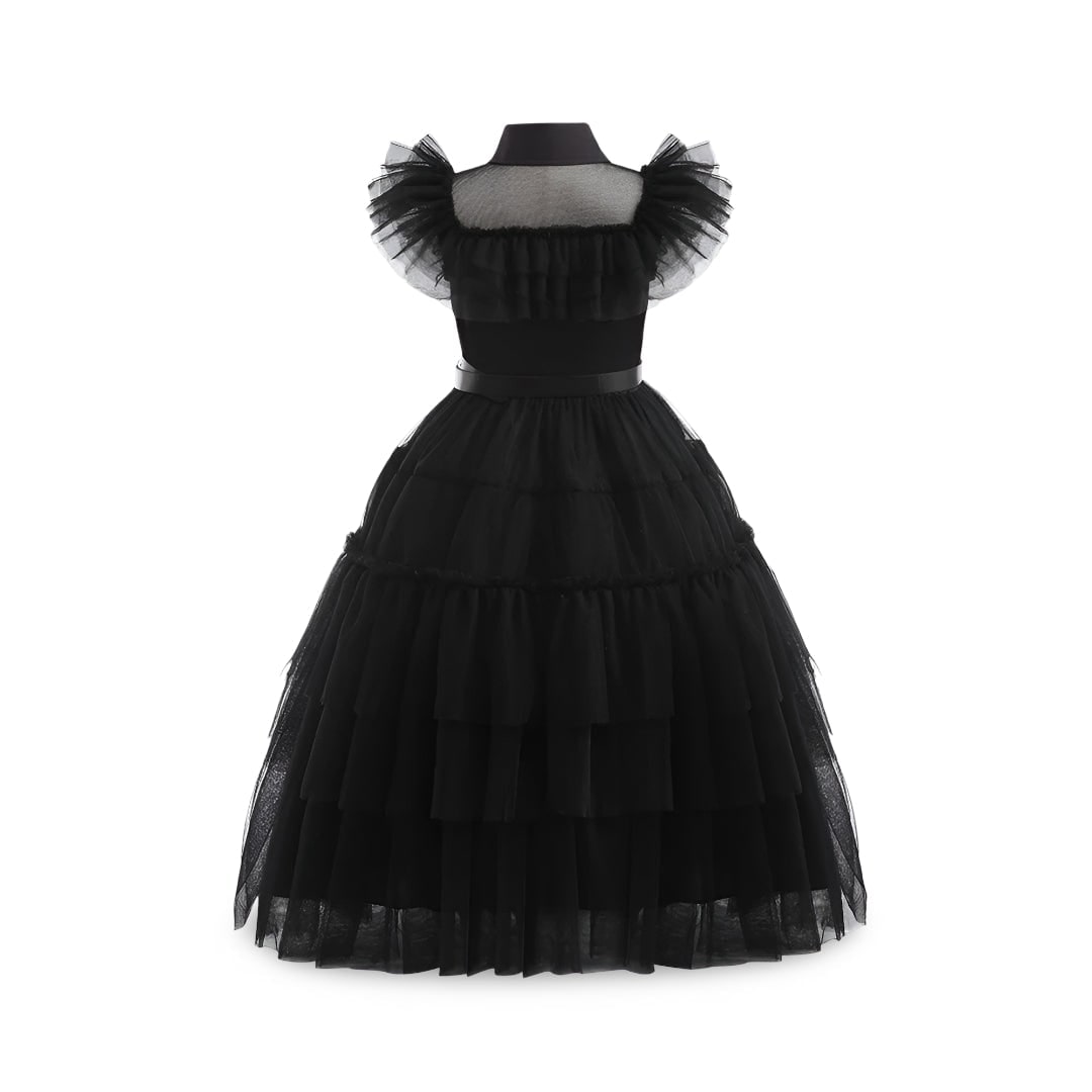 Kids' Halloween Costume Gothic Schoolgirl with Tiered Tulle Skirt Wig - Image 3