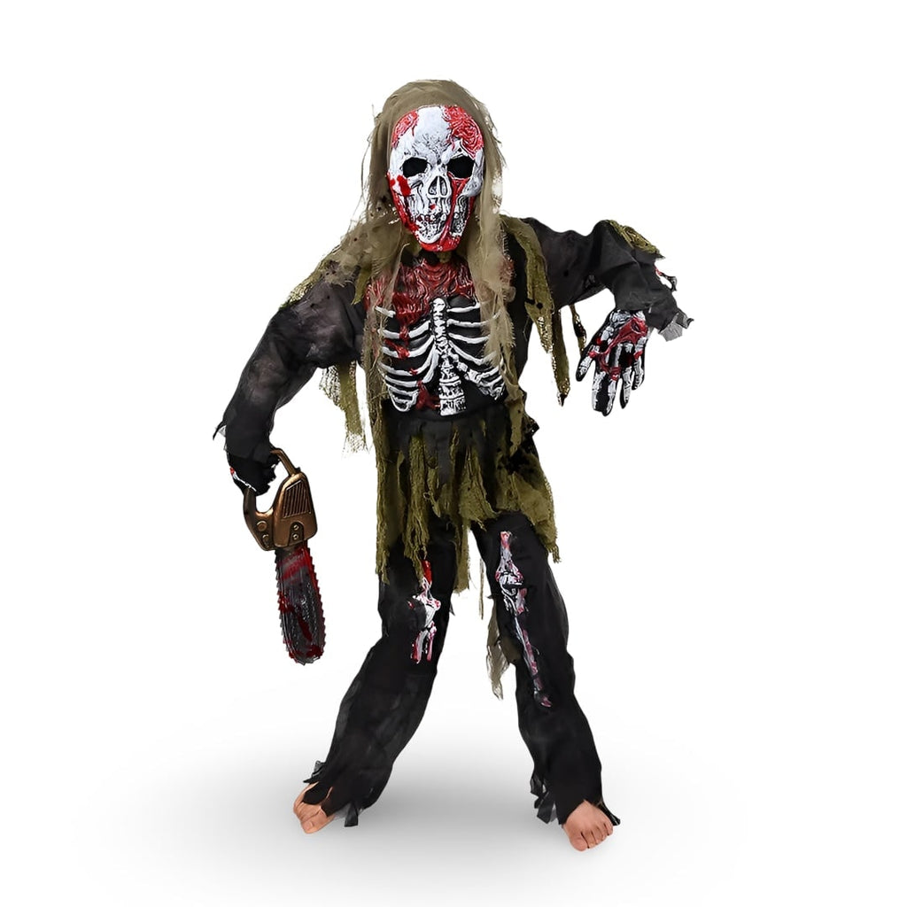 Kids' Halloween Costume Zombie Skeleton with Mask Gloves and Gauze Three-Piece Set - Image 2