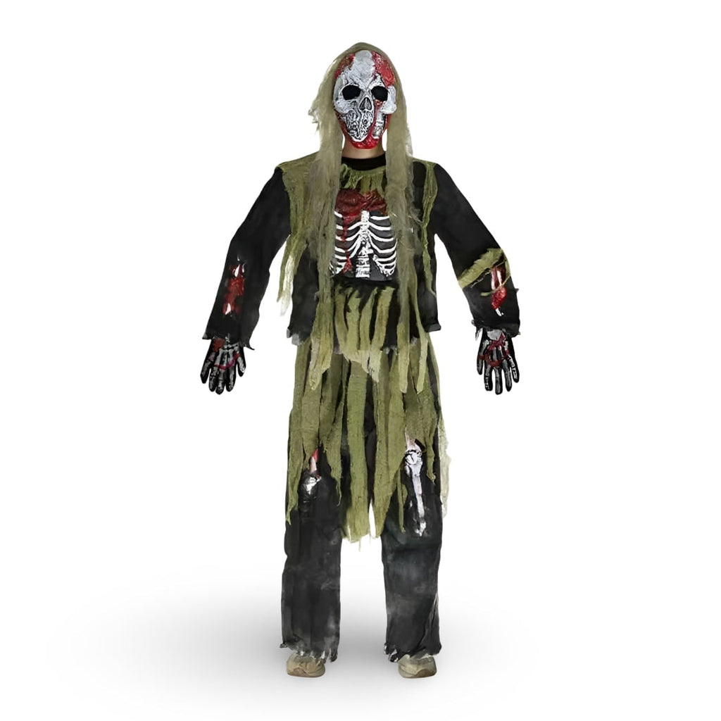 Kids' Halloween Costume Zombie Skeleton with Mask Gloves and Gauze Three-Piece Set - Image 3