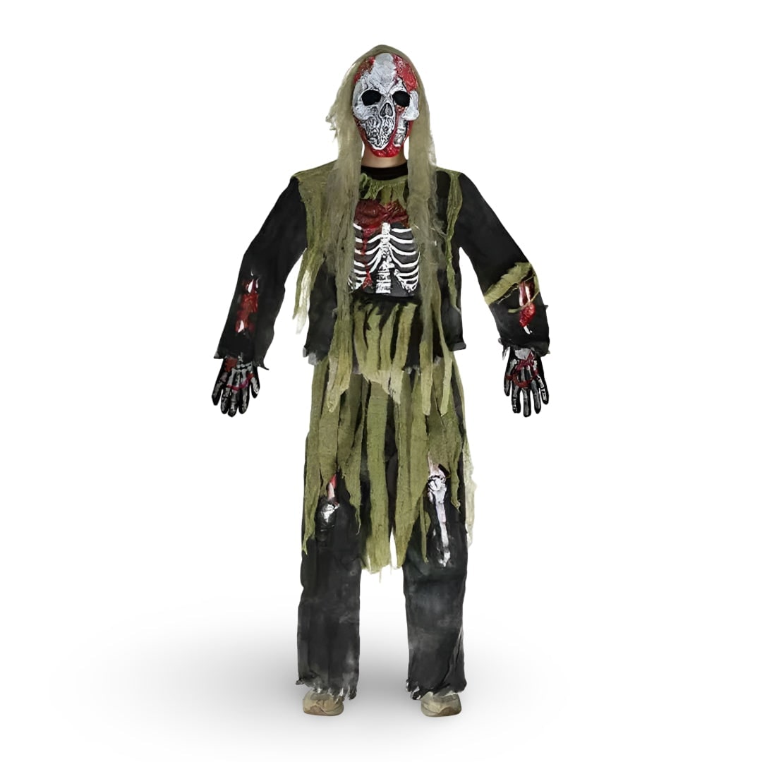 Kids' Halloween Costume Zombie Skeleton with Mask Gloves and Gauze Three-Piece Set - Image 3