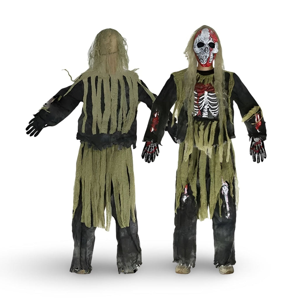 Kids' Halloween Costume Zombie Skeleton with Mask Gloves and Gauze Three-Piece Set - Image 4