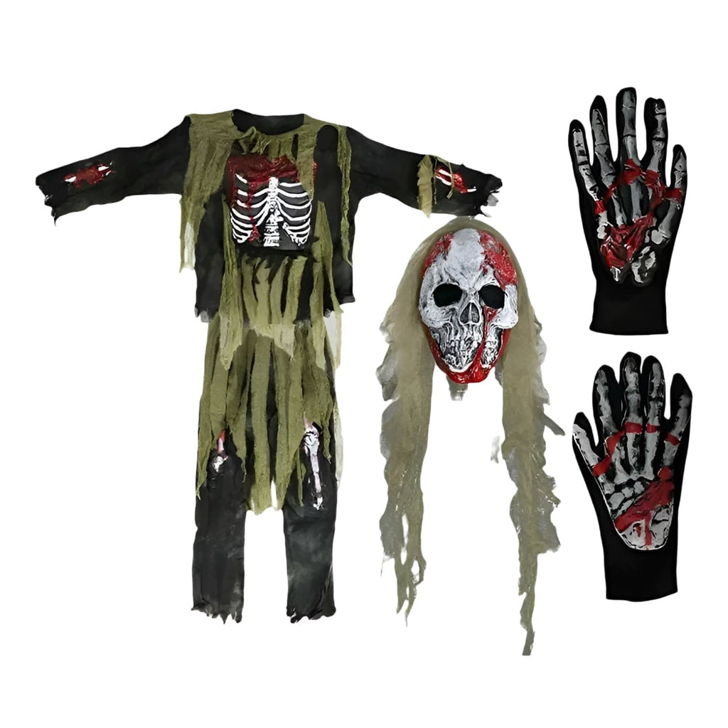 Kids' Halloween Costume Zombie Skeleton with Mask Gloves and Gauze Three-Piece Set - Image 5