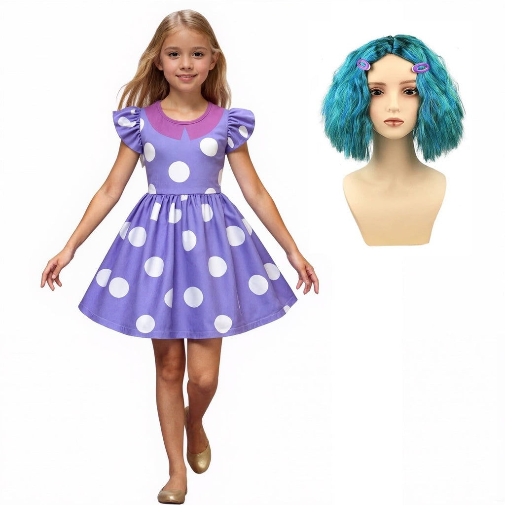 Kids' Halloween Costumes with Polka Dot Ruffled Sleeves and Faux Collar Up - Image 2