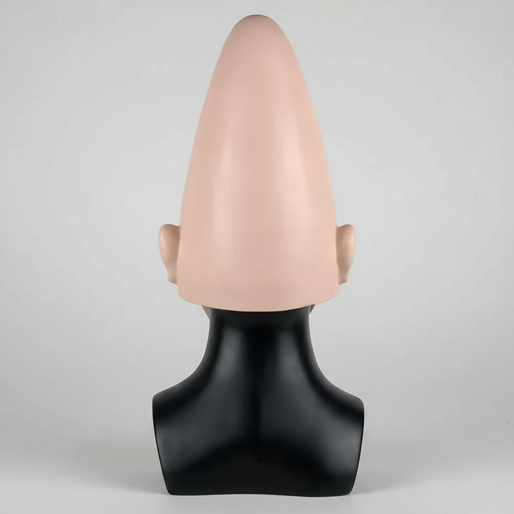 Kids' Halloween Creepy Conehead Mask with Ears and Forehead Wrinkles Latex Alien Costume - Image 3