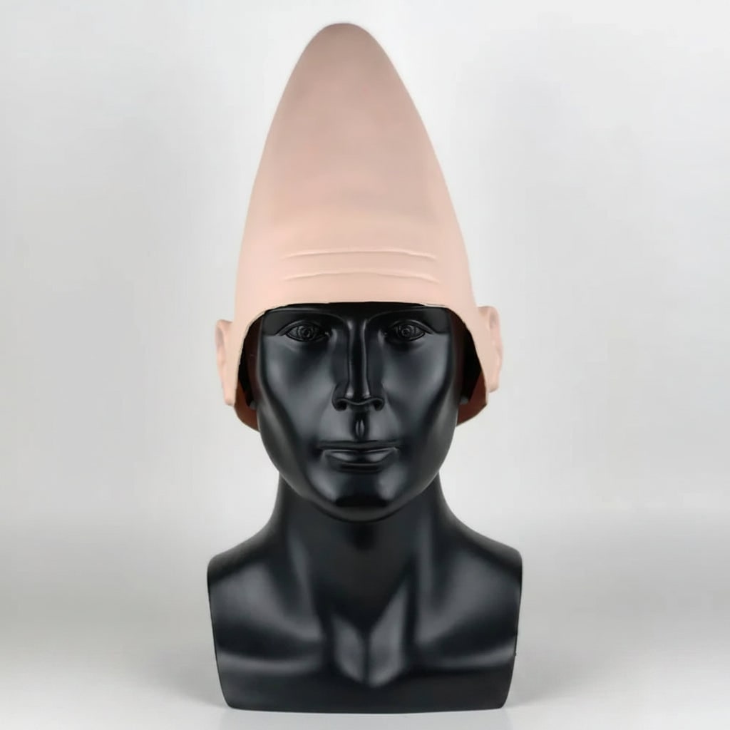 Kids' Halloween Creepy Conehead Mask with Ears and Forehead Wrinkles Latex Alien Costume - Image 5