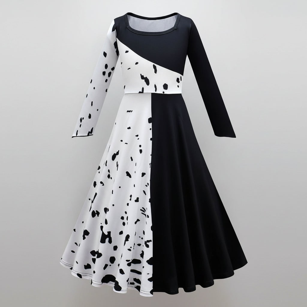 Kids' Halloween Cruella De Vil Villain Costume with Cape - Image 6