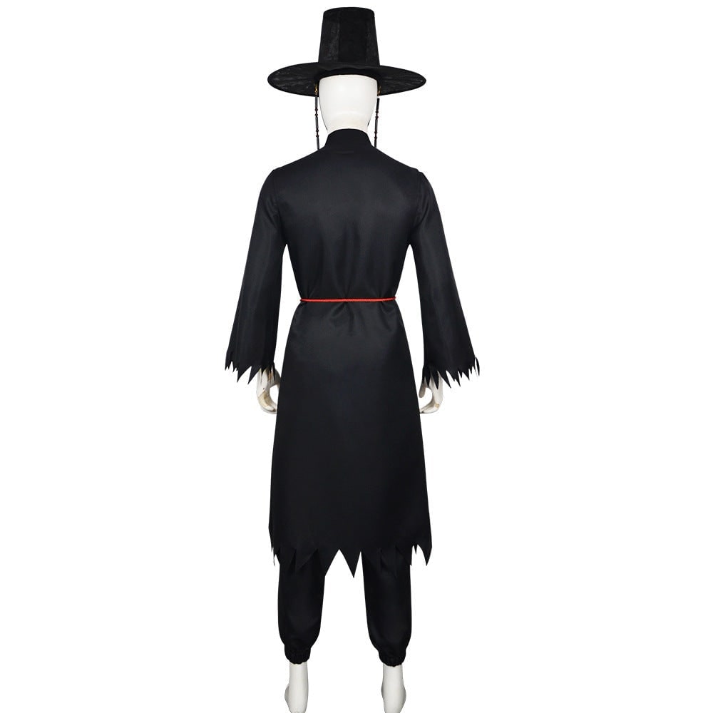 Kids' Halloween Grim Reaper Costume Korean Style with Gat Hat Robe Chains and Decorative Belt - Image 12