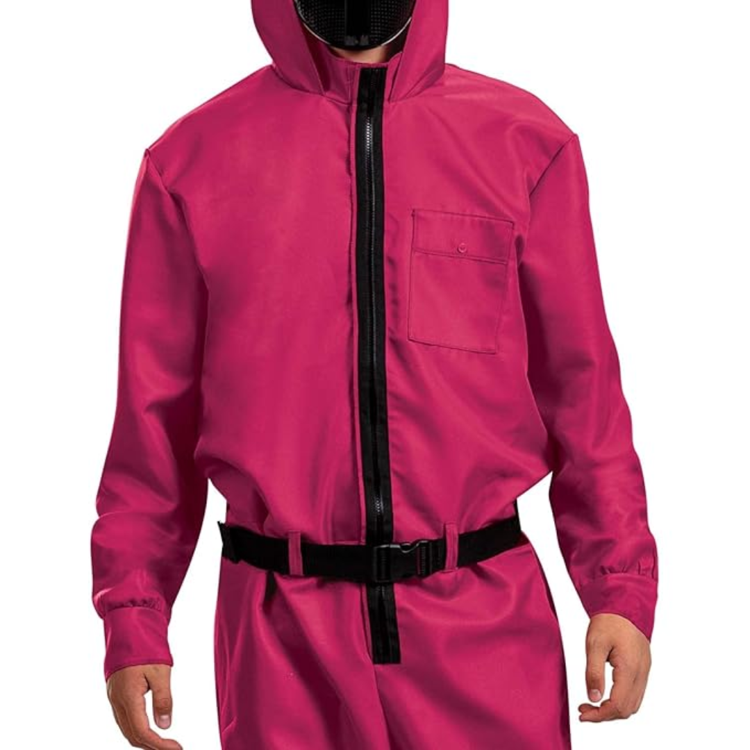 Kids' Halloween Pink Hooded Jumpsuit Costume with Black Belt and Cargo Pockets - Image 7