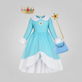 Kids' Halloween Princess Costume Dress with Long Sleeves Crown and Wand - Image 2