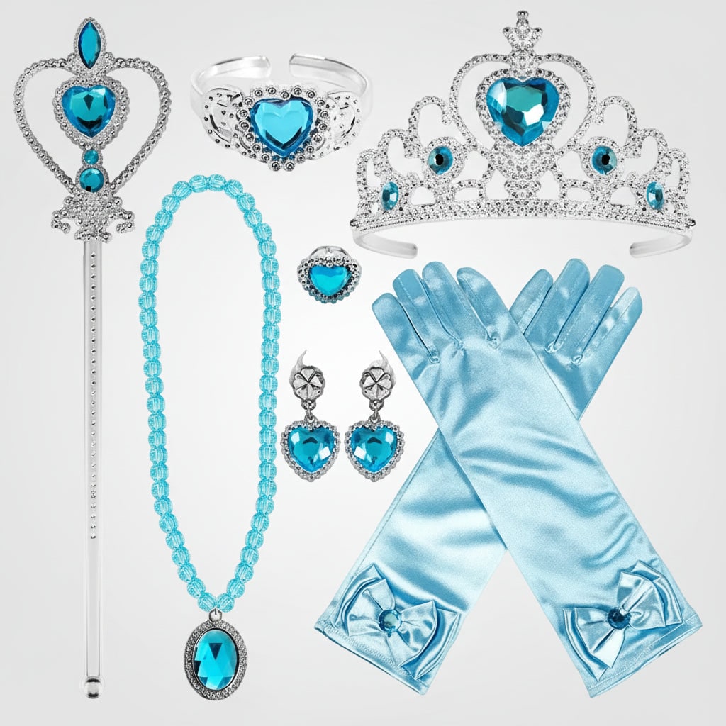Kids' Halloween Princess Costume Dress with Tiara Gloves Wand and Accessories Set - Image 2