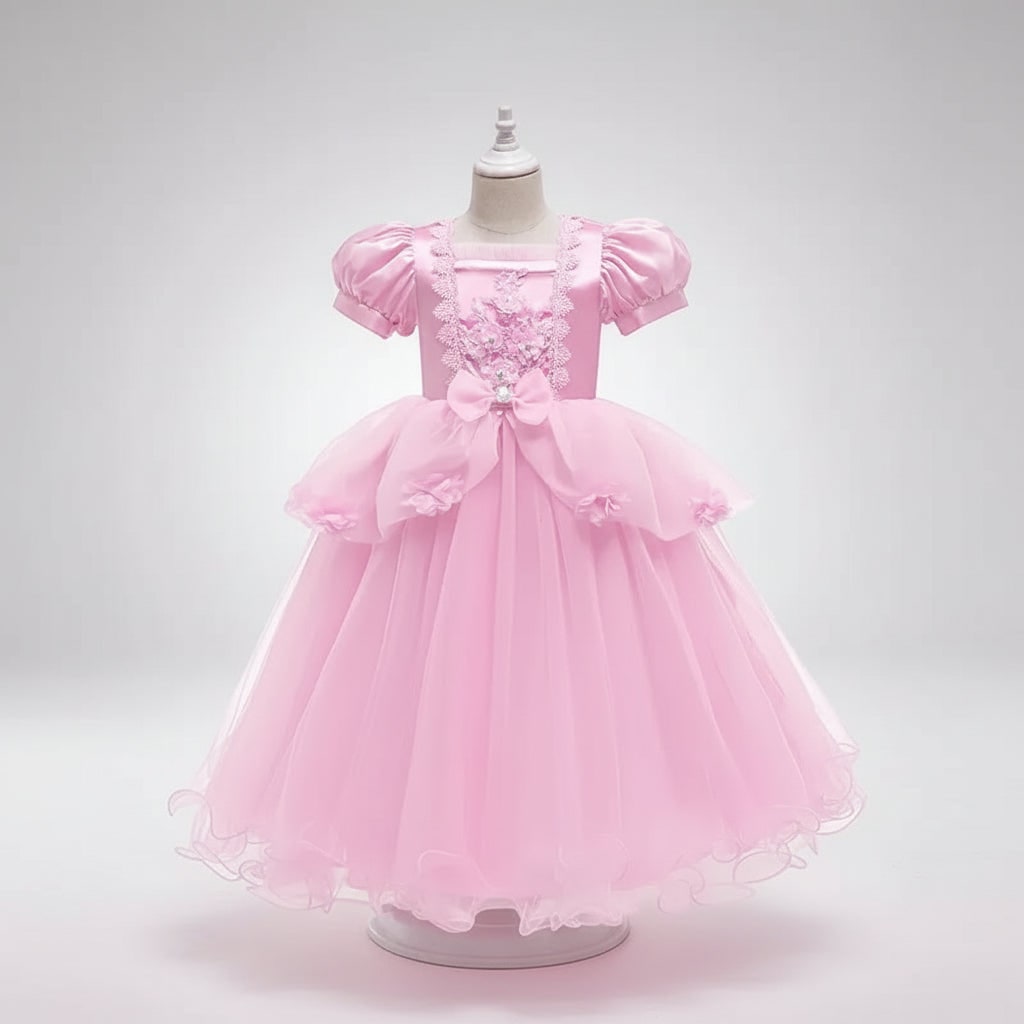 Kids' Halloween Princess Costume Dress with Tiara Gloves Wand and Accessories Set - Image 3