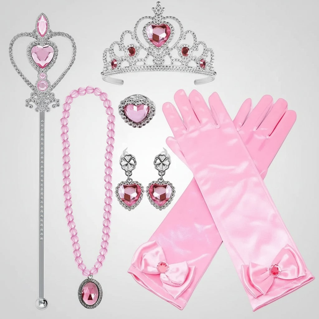 Kids' Halloween Princess Costume Dress with Tiara Gloves Wand and Accessories Set - Image 4