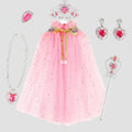 Kids' Halloween Princess Dress Up Belle with Cape Tiara Wand and Jewelry Accessories Set - Image 1