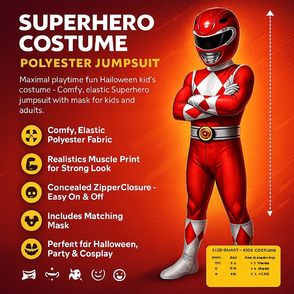 Kids' Halloween Superhero Black Catsuit Costume Jumpsuit with Mask and Gloves for Dress Up Party - Image 8