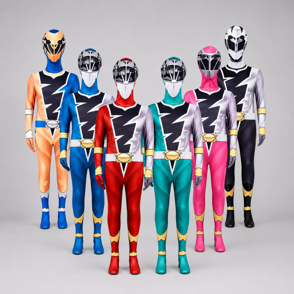 Kids' Halloween Superhero Costume color heroes Jumpsuit with Hood Mask - Image 1