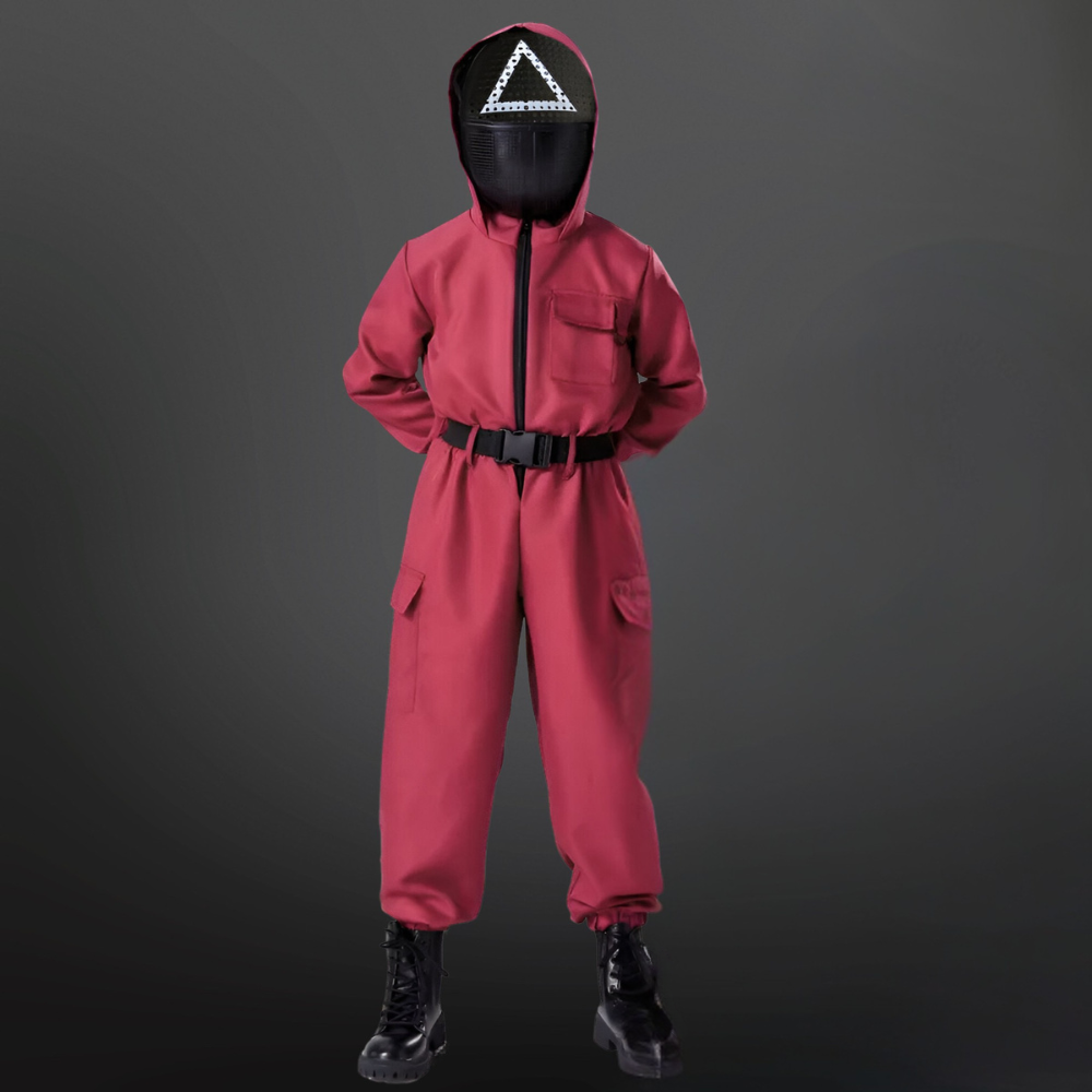 Kids' Halloween survival game Costume Hooded Jumpsuit with Mask and Accessories for Cosplay Party - Image 1