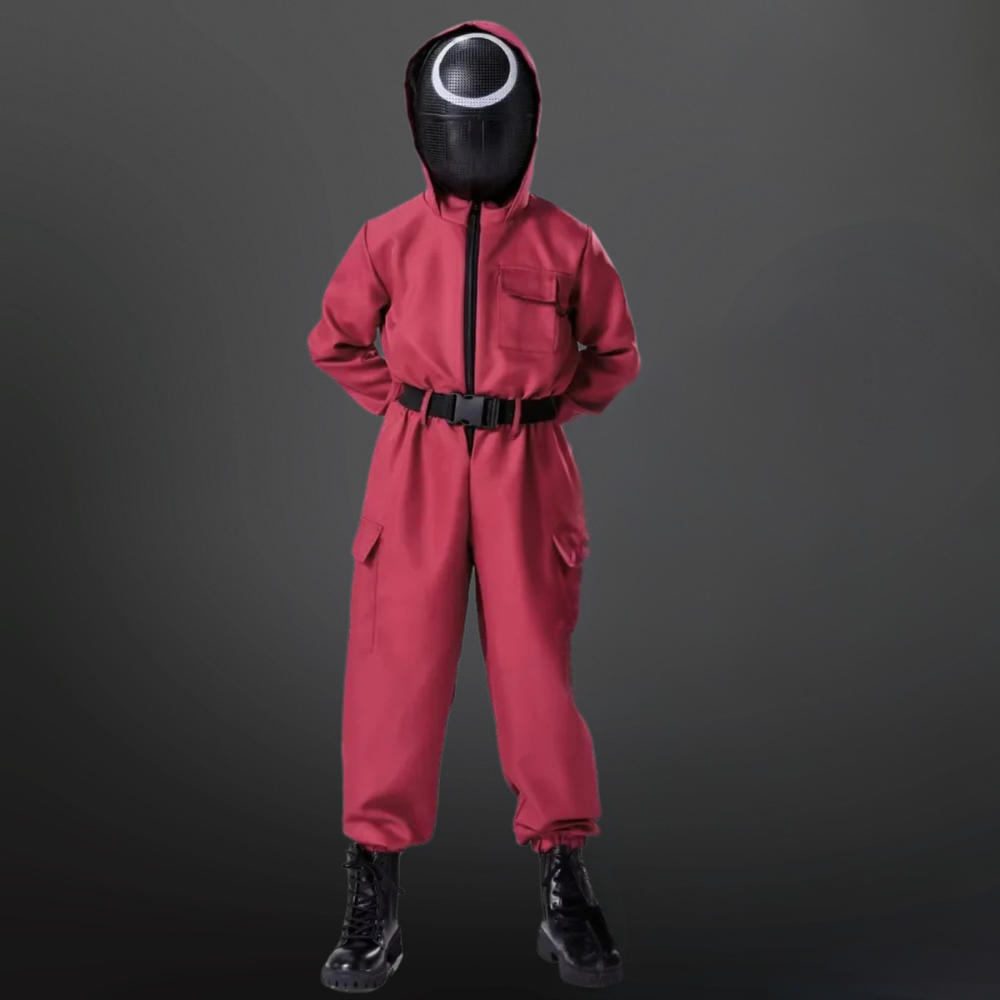 Kids' Halloween survival game Costume Hooded Jumpsuit with Mask and Accessories for Cosplay Party - Image 2