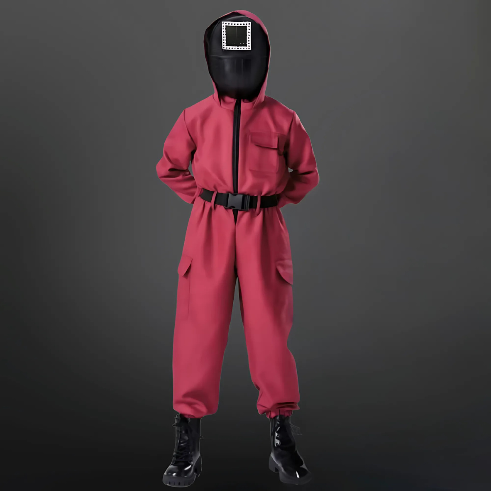 Kids' Halloween survival game Costume Hooded Jumpsuit with Mask and Accessories for Cosplay Party - Image 3