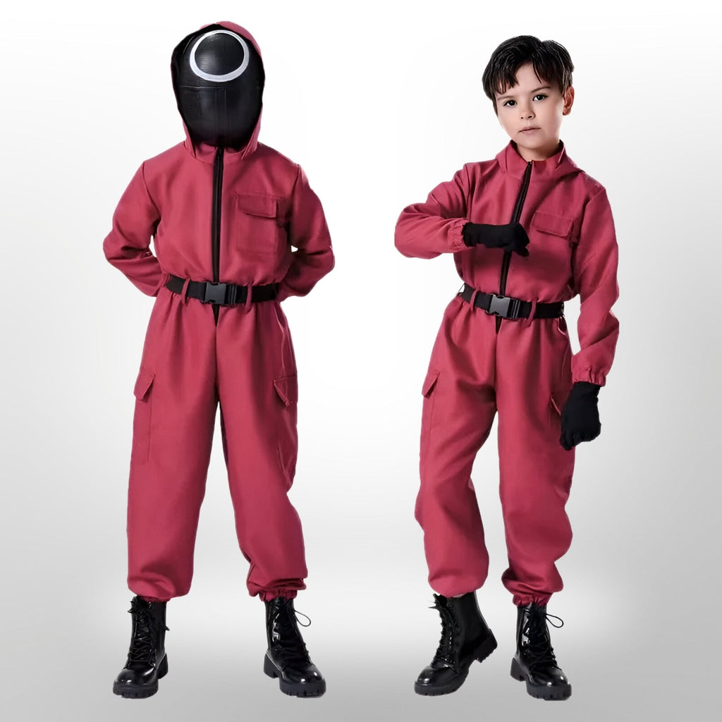 Kids' Halloween survival game Costume Hooded Jumpsuit with Mask and Accessories for Cosplay Party - Image 6