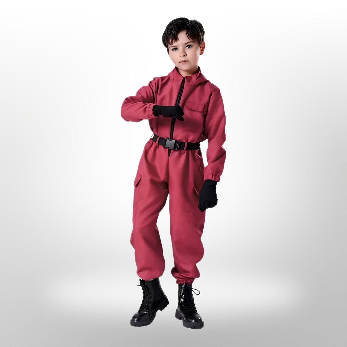 Kids' Halloween survival game Costume Hooded Jumpsuit with Mask and Accessories for Cosplay Party - Image 7