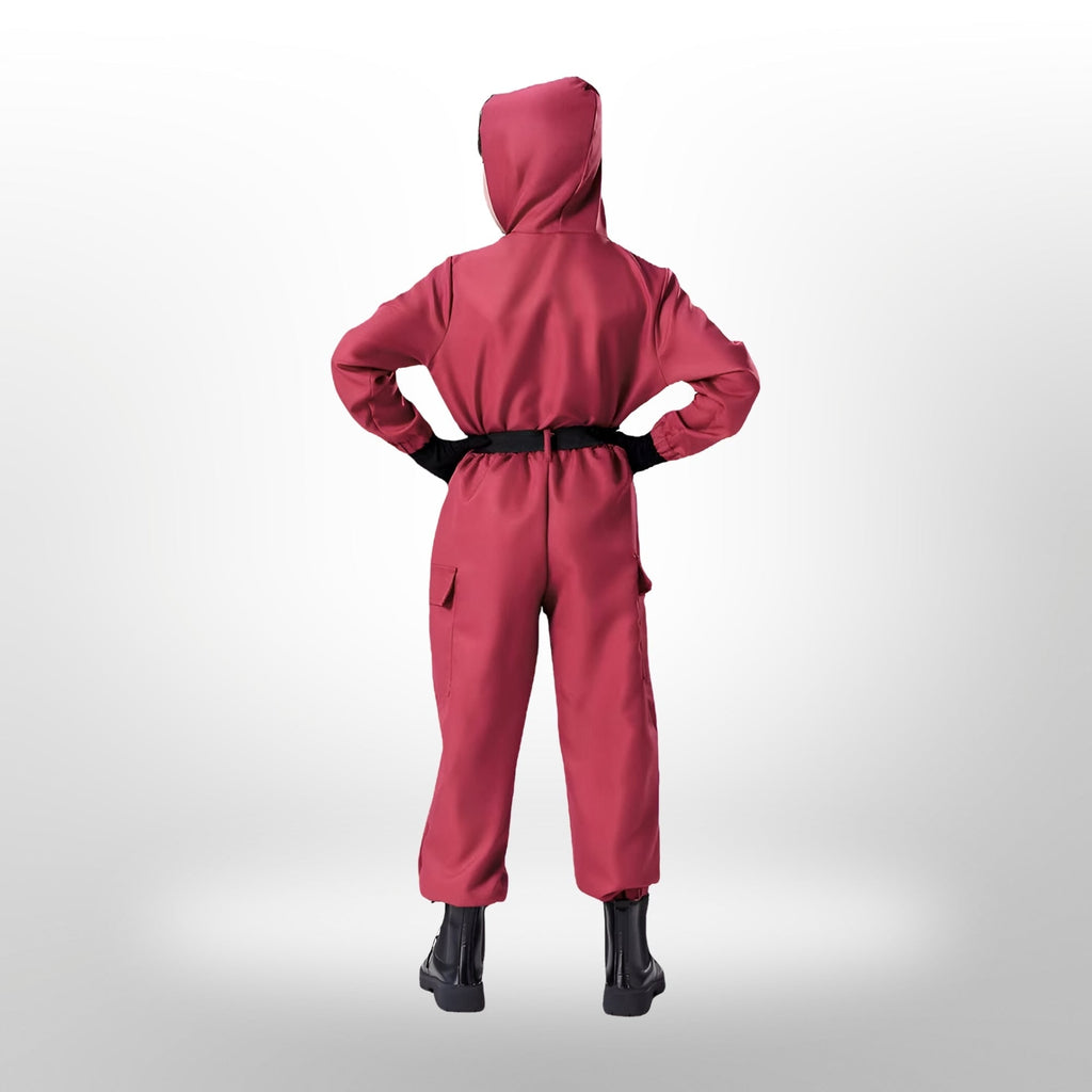 Kids' Halloween survival game Costume Hooded Jumpsuit with Mask and Accessories for Cosplay Party - Image 8