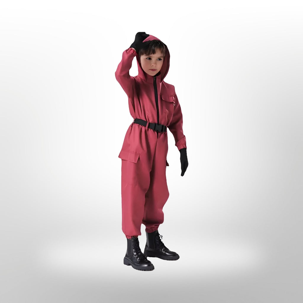 Kids' Halloween survival game Costume Hooded Jumpsuit with Mask and Accessories for Cosplay Party - Image 9