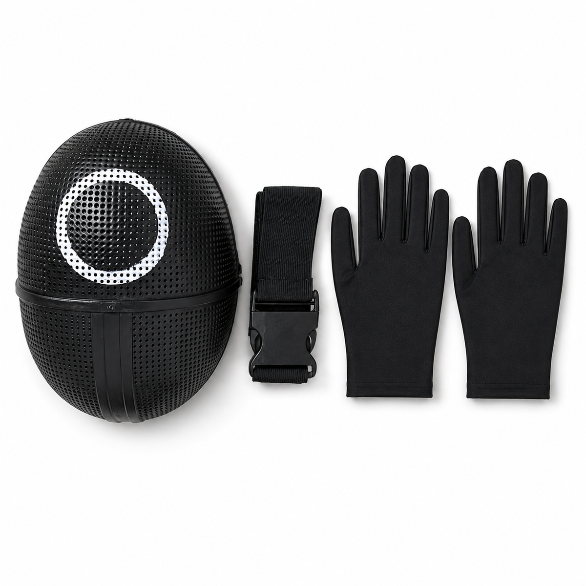 Kids' Halloween survival game Costume Jumpsuit with Hooded Design and Black Circle Mask - Image 8