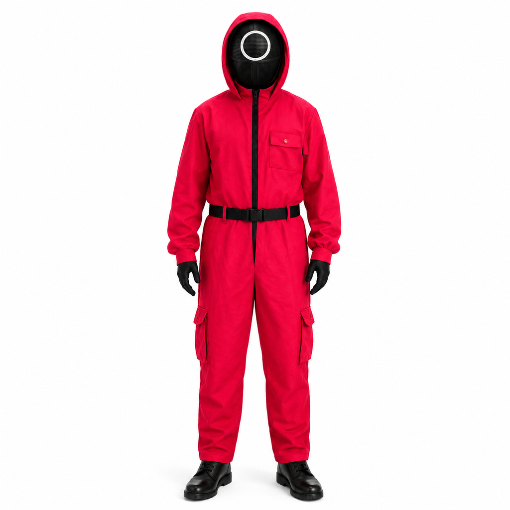 Kids' Halloween survival game Costume Red Jumpsuit with Belt and Gloves for Cosplay Party - Image 2
