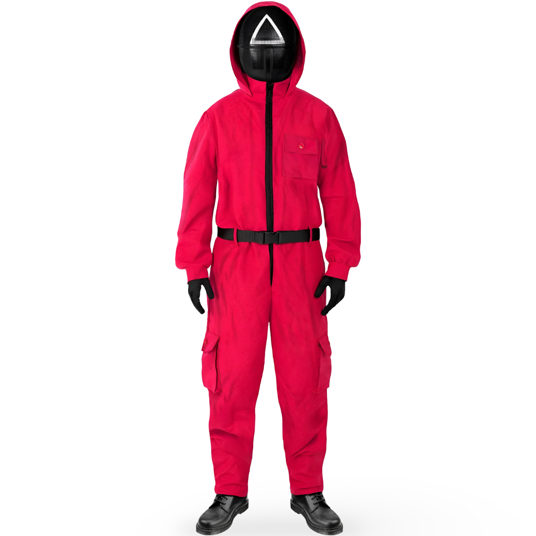 Kids' Halloween survival game Costume Red Jumpsuit with Belt and Gloves for Cosplay Party - Image 4