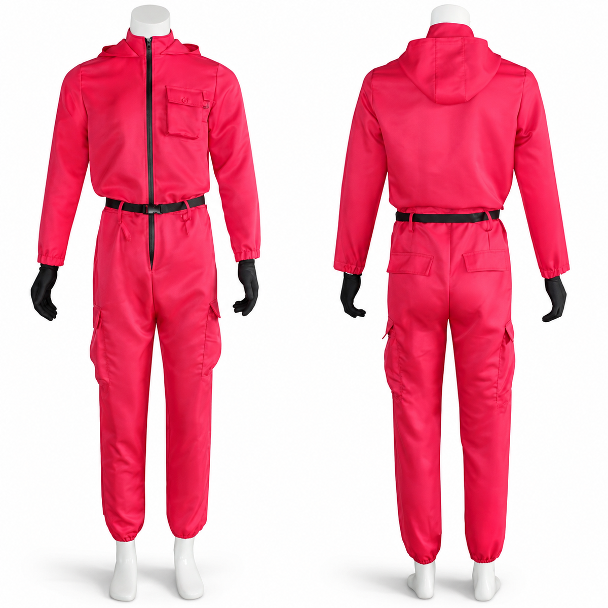 Kids' Halloween survival game Costume Red Jumpsuit with Belt and Gloves for Cosplay Party - Image 5