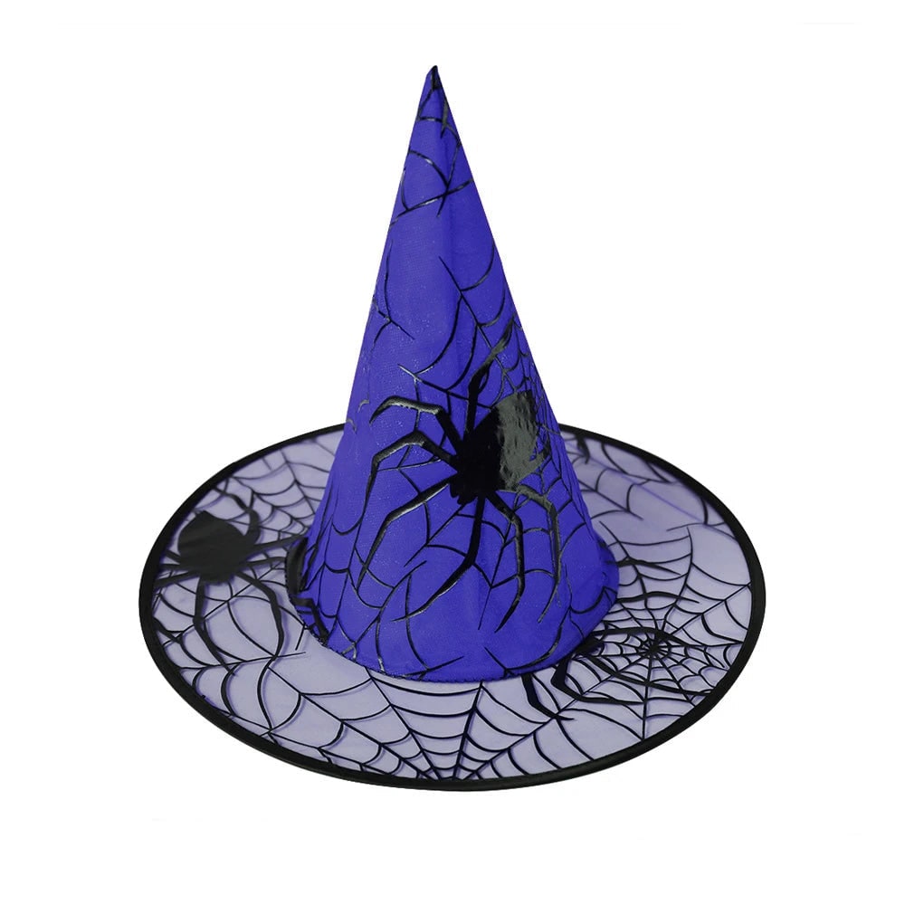 Kids' Halloween Witch Hat with Spider Web and Print Pointy Witchcraft for Costume Party Witches - Image 3