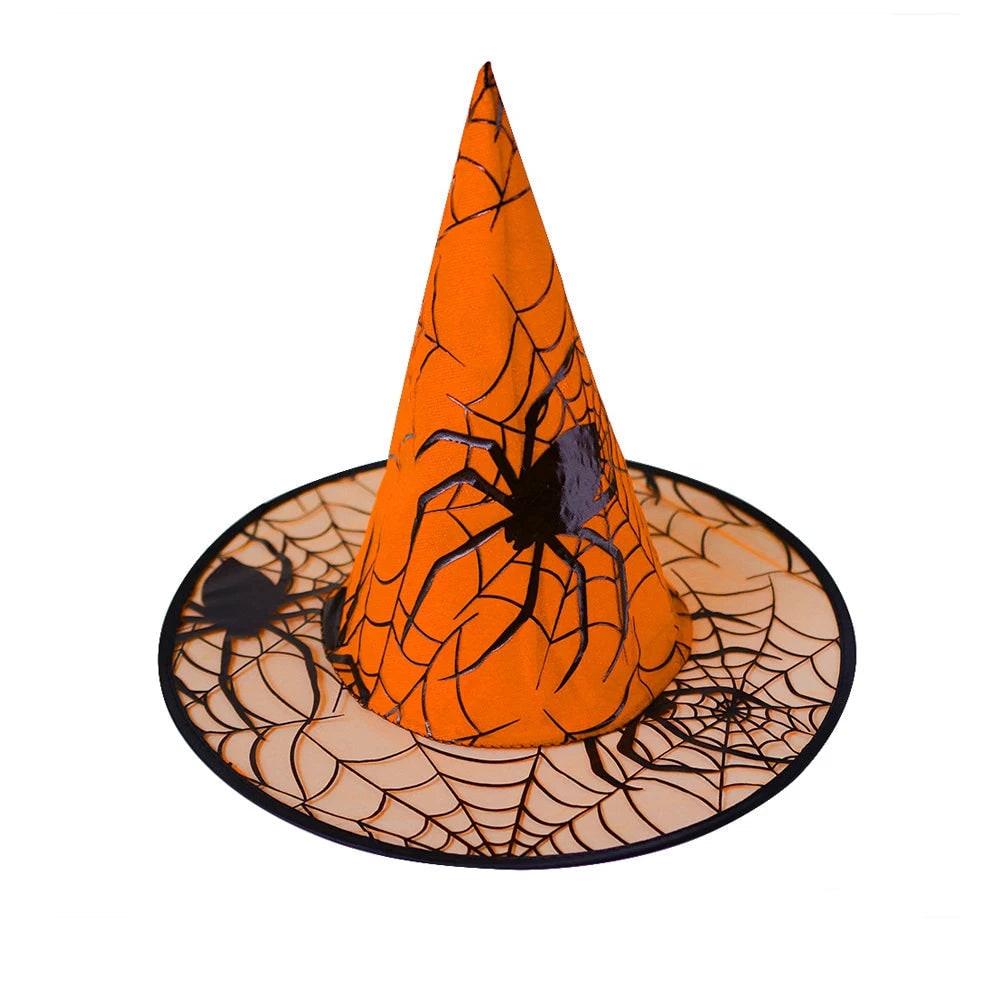 Kids' Halloween Witch Hat with Spider Web and Print Pointy Witchcraft for Costume Party Witches - Image 9