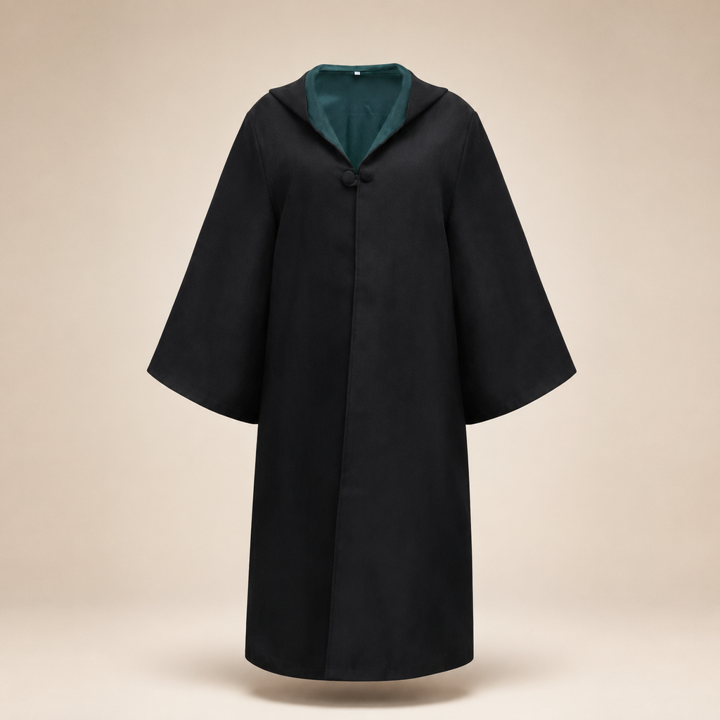 Kids' Halloween Wizard Robe Costume with Black Bell Sleeves Hood and for Cosplay Party - Image 2