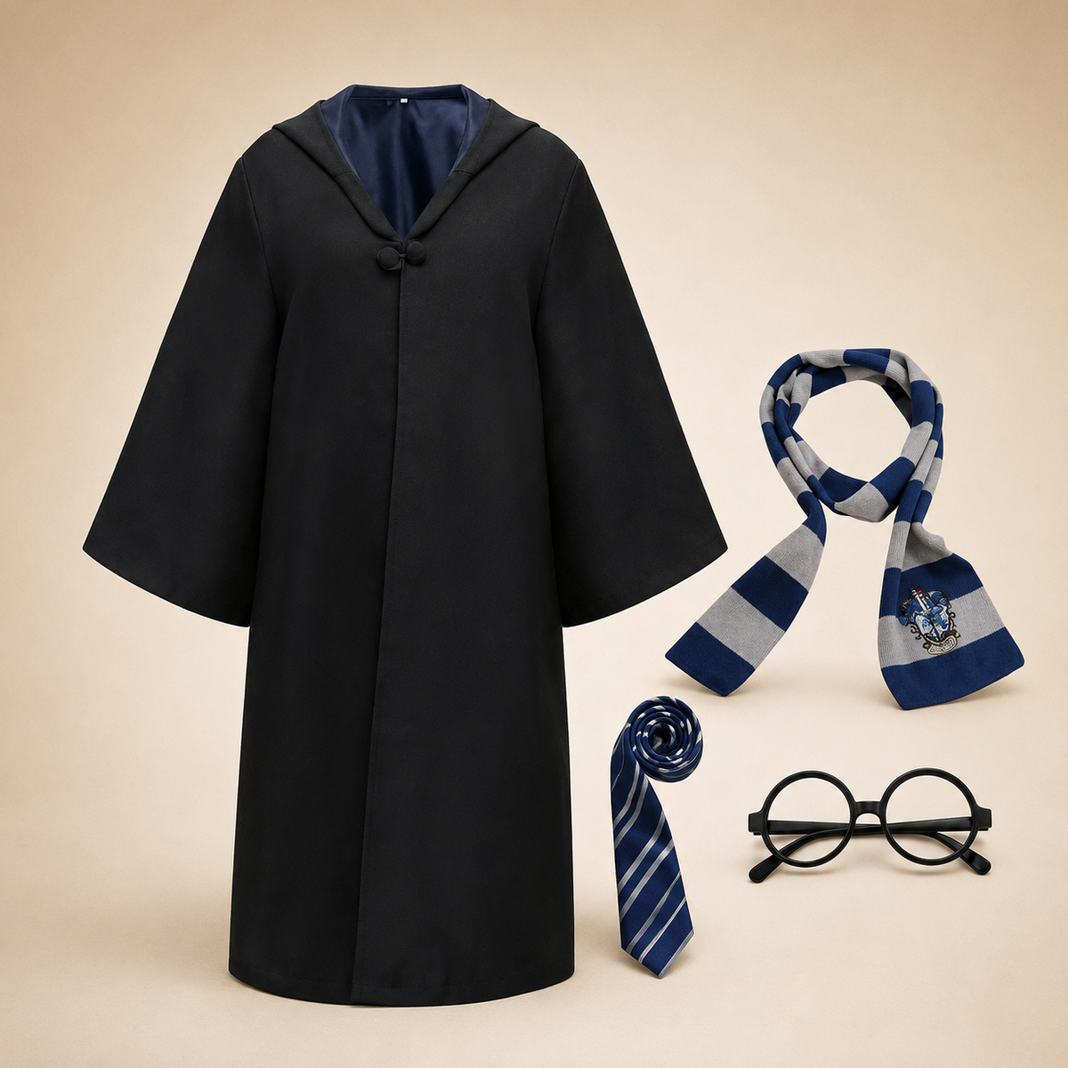 Kids' Halloween Wizard Robe Costume with Black Bell Sleeves Hood and for Cosplay Party - Image 3