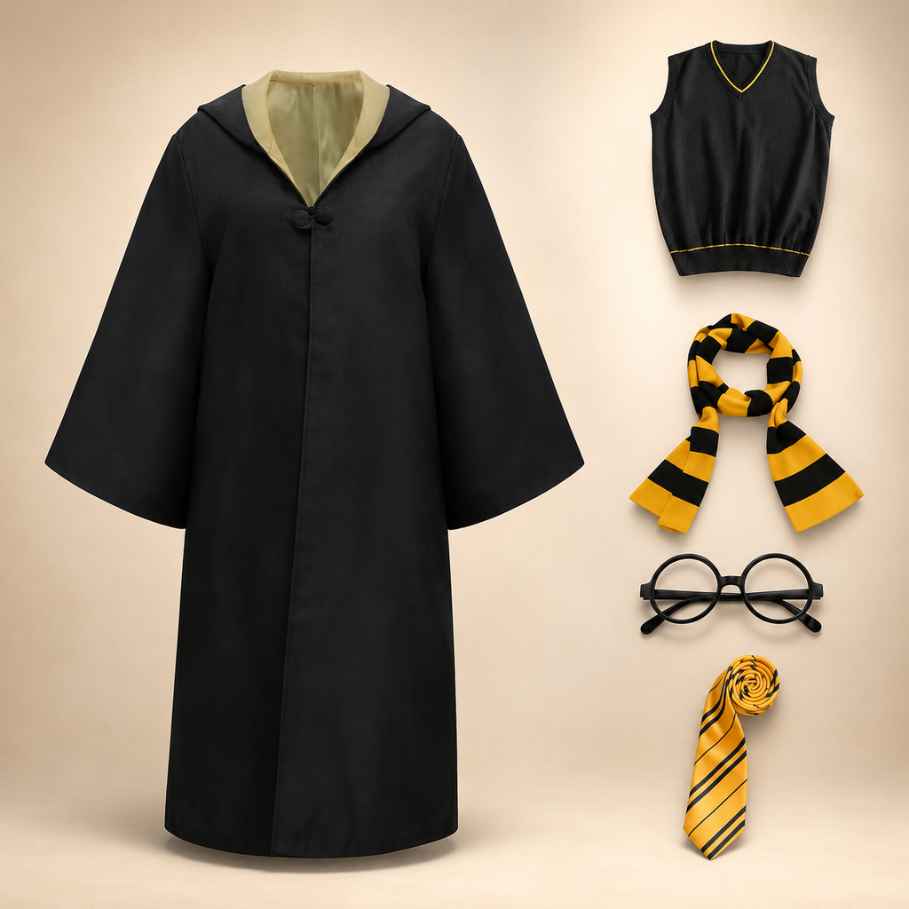 Kids' Halloween Wizard Robe Costume with Black Bell Sleeves Hood and for Cosplay Party - Image 7