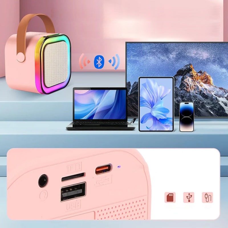 Kids' Mini Karaoke Machine with Wireless Microphones and Bluetooth Speaker - Image 12