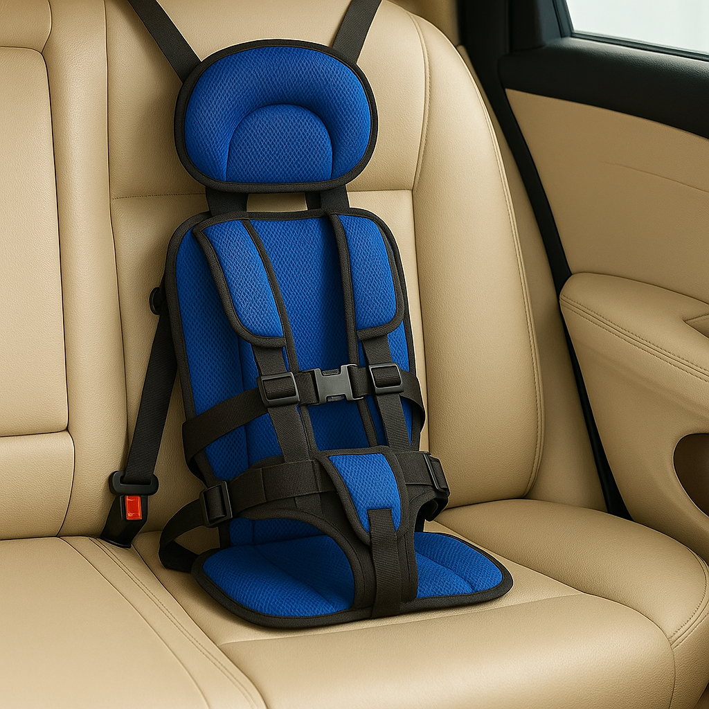 Kids' Portable Car Seat with Padded Headrest and Five-Point Safety Harness for Travel - Image 1