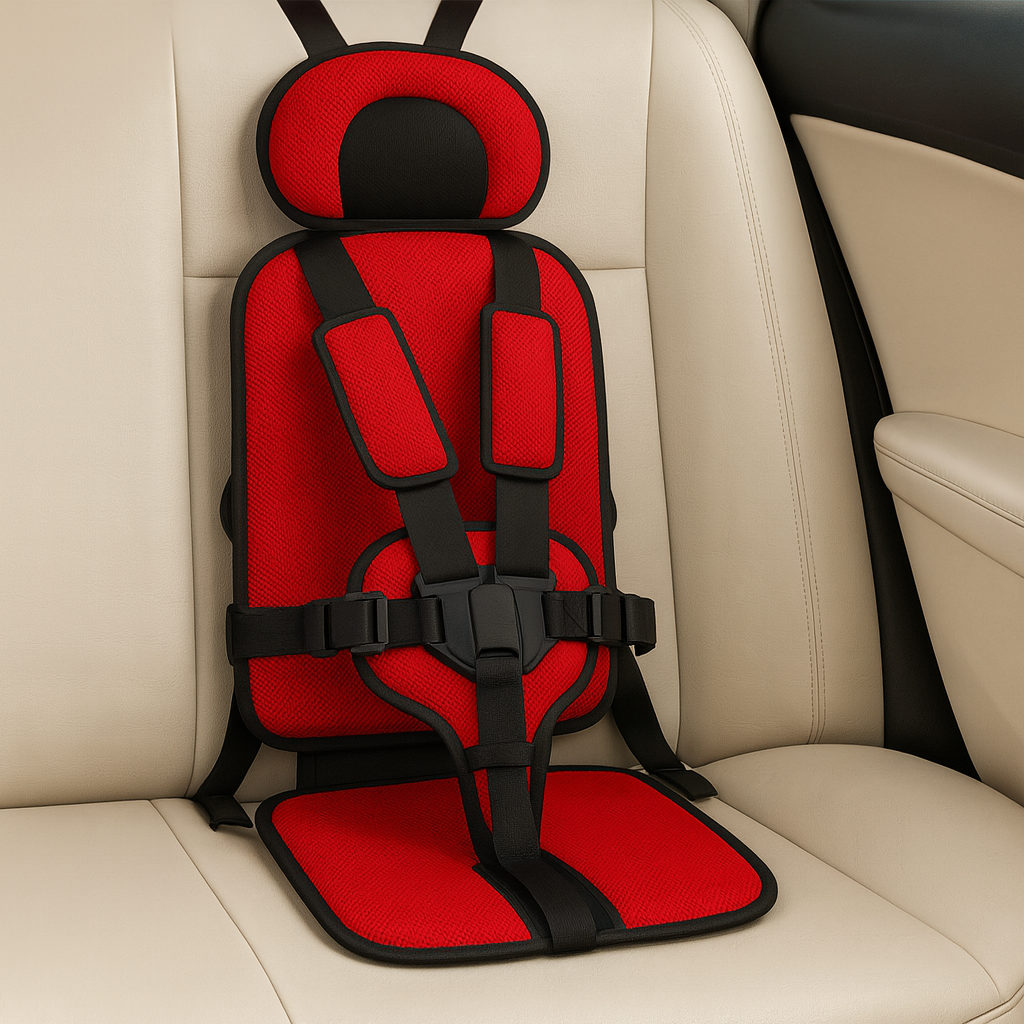 Kids' Portable Car Seat with Padded Headrest and Five-Point Safety Harness for Travel - Image 2