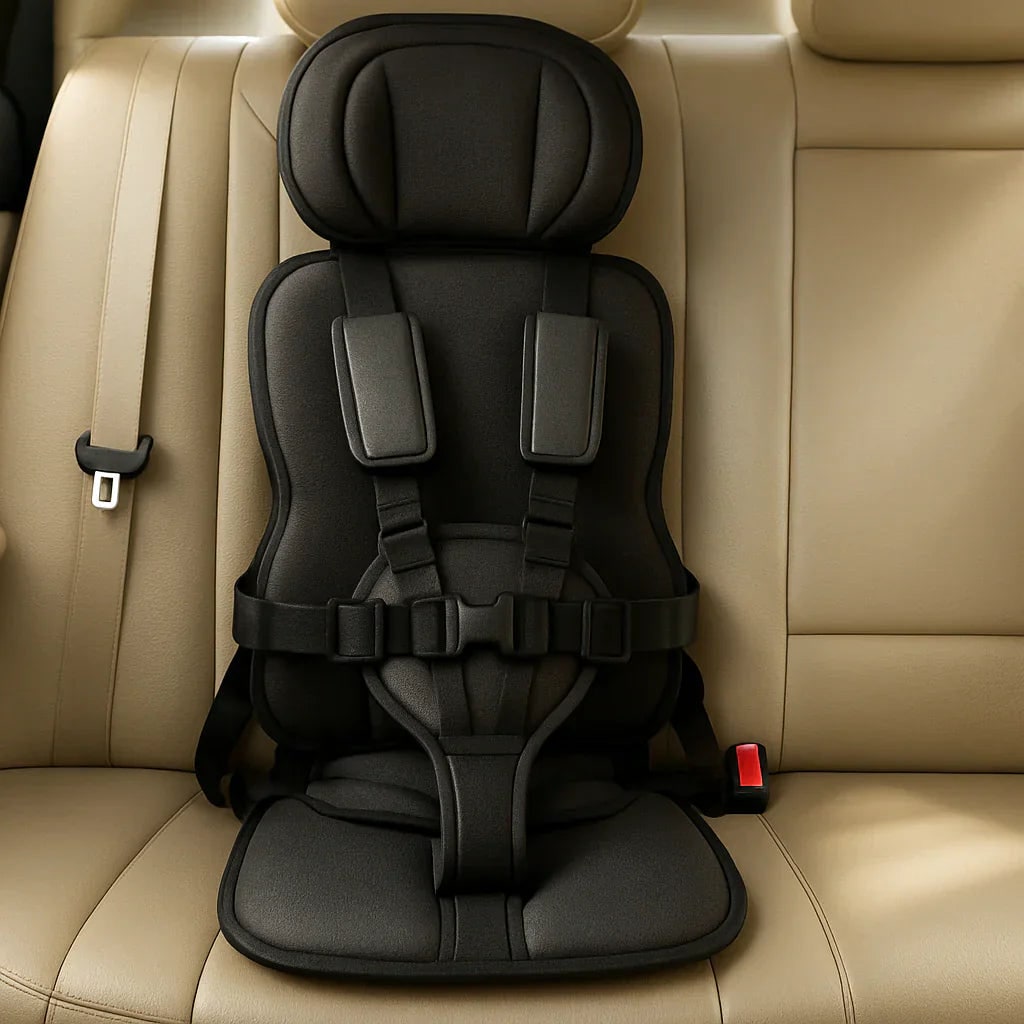 Kids' Portable Car Seat with Padded Headrest and Five-Point Safety Harness for Travel - Image 4