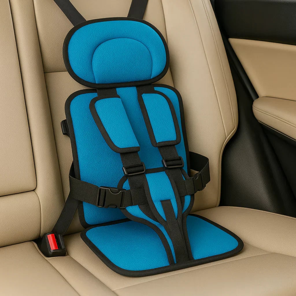 Kids' Portable Car Seat with Padded Headrest and Five-Point Safety Harness for Travel - Image 8