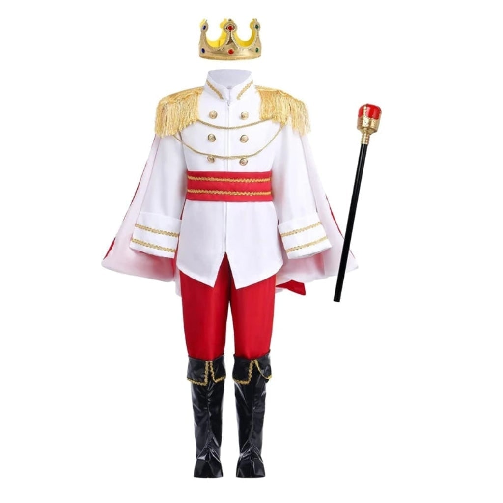 Kids' Prince Costume Set with Gold Crown, Scepter and Red Cape - Image 2